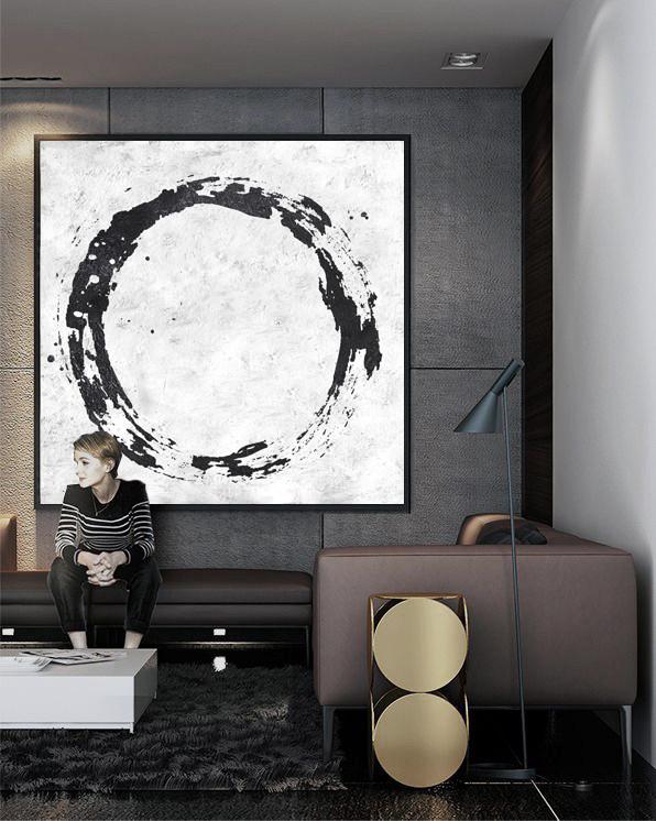 Minimal Black and White Painting #MN19A - Click Image to Close